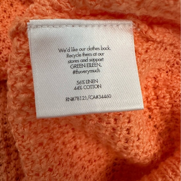 Eileen Fisher Womens M Orange Long Sleeve Bateau Neck Cotton Linen Blend Sweater - Picture 9 of 9